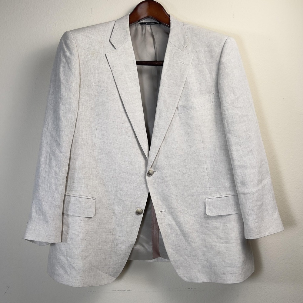 Men's Light Gray Linen Blend Suit Jacket